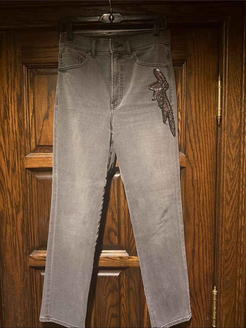 2/$40 Express Gray Beaded Appliqué Jeans Size 4 Regular